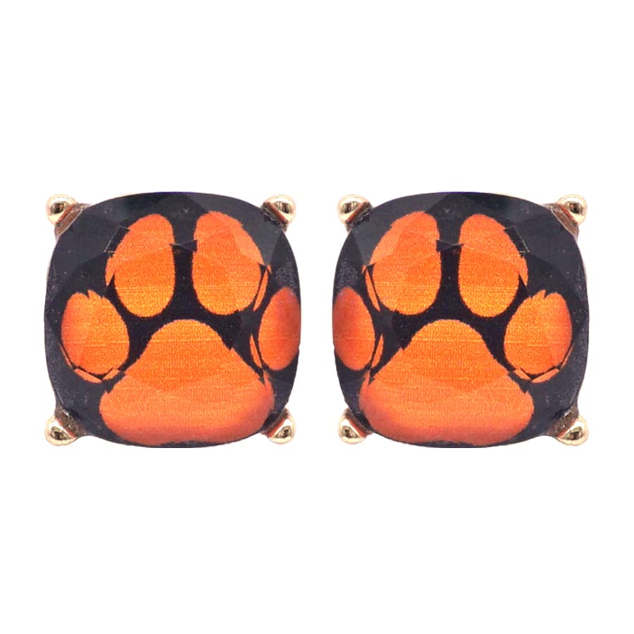 Animal Print Cushion Cut Stud Earrings - Tiger, Lion, Leopard, Zebra, Dalmatian, Paws, For Women