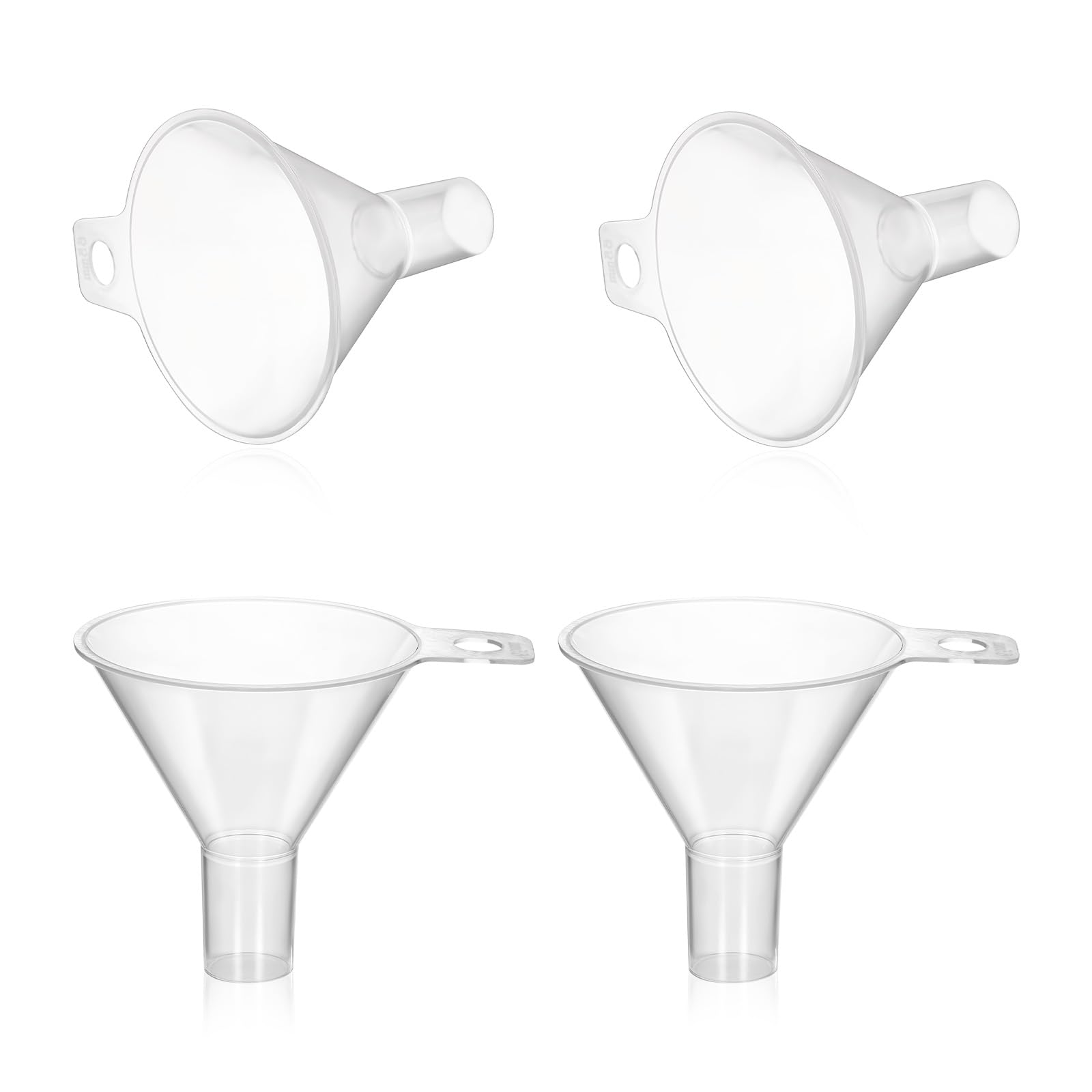 Small Funnels, 4 Pcs 2.56'' Funnels for Kitchen Use Filling Bottles Mini Clear Funnel for Filling Small Bottles Tiny Funnel for Lab, Kitchen, Water Bottle, Powder Oils