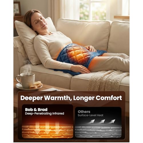 Image of BOB AND BRAD Far Infrared Weighted Heating Pad for Back & Muscle Comfort, FSA-HSA Eligible, Large 12 inchx24 inch Electric Heat Pad with Auto Off, Deep Moist Heat & Hands-Free Strap for Neck, Shoulder, Knee