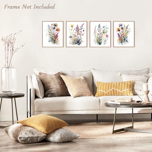 Dazzlewall 4 pcs Watercolour Wall Art Print, Colourful Floral Botanical Artwork Print, Minimalist Wall Decor for Bedroom Living Room Bathroom, 8x10 in Unframed - Cosy Home Interiors Dazzlewall 4 pcs Watercolour Wall Art Print, Colourful Floral Botanical Artwork Print, Minimalist Wall Decor for Bedroom Living Room Bathroom, 8x10 in Unframed - Image 2