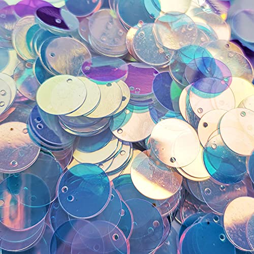 Flat Round Sequin Paillettes Iridescent Transparent Loose Sequins Crystal Iridescent Spangles for DIY Crafts, Embroidery 200pack
