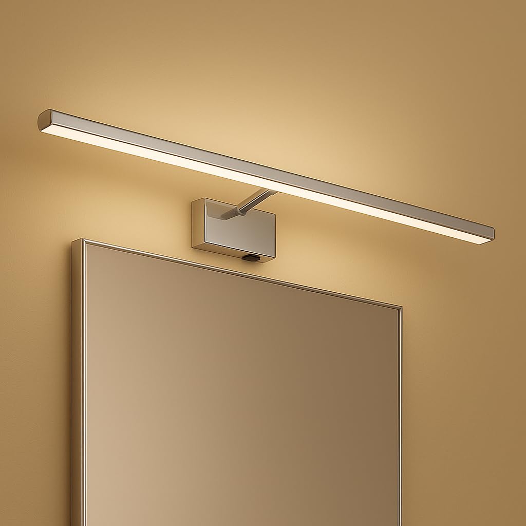 Kanarya 40 cm 8W LED Ayna & Resim Apliği Krom | 4200K Gün Işığı, 720 Lümen, IP45 Su Korumalı, 64W Eşdeğer, Açma/Kapama Anahtarlı, 220V Modern Duvar Aydınlatma Armatürü