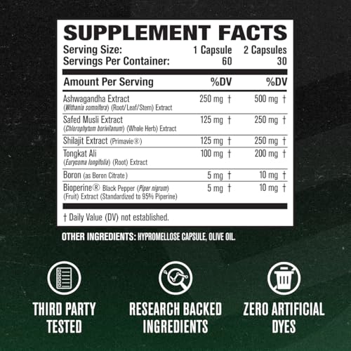 Image of Jacked Factory Testosterone Booster for Men PRIMASURGE - w /Tongkat Ali, PrimaVie, Ashwagandha - Boost Vitality, Muscle Growth & Energy | Natural Test Booster Supplement - 120 Veggie Pills