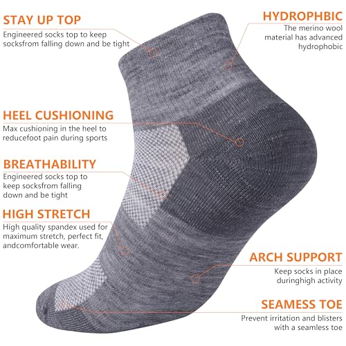 Image of 3 Pairs 90% Merino Wool Ankle Business Casual Thin Wool Socks | Lightweight, Arch Support, Moisture Wicking, Breathable, Business, Work, Everyday Wear, Temperature Regulating