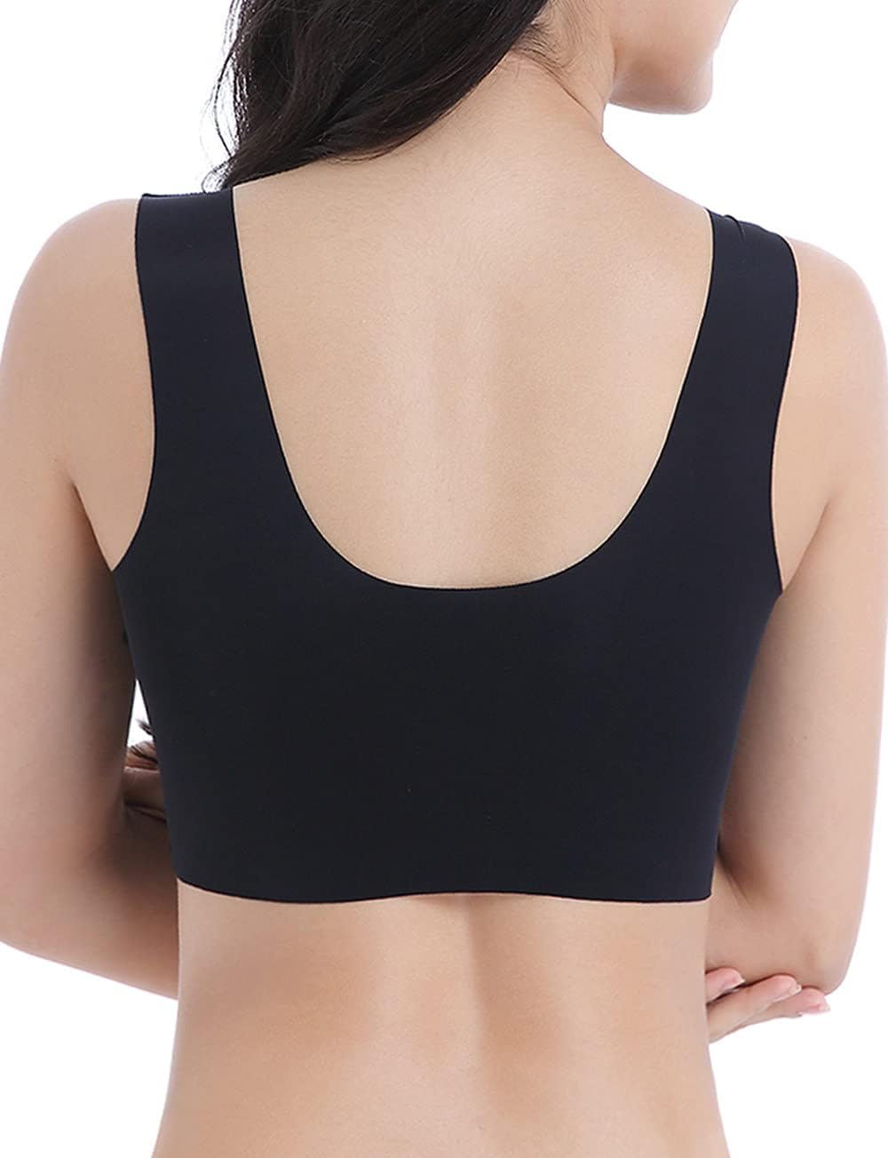 WOWENY Seamless Lace Bras for Women Wirefree Comfortable Mesh Padded Soft Back Smoothing Bra - Image 2