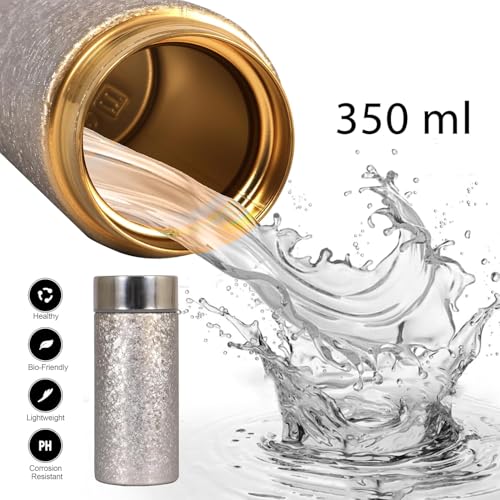 Image of Titanium Water Cup with Lid, Leakproof & Lightweight Portable Bottle, Durable Metal Drink Container for Office Travel Home, Reusable Teacup for Daily Use (Titanium Silver, 350 ml)