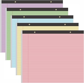 Yaridar 5 Pads 11" x 9.5" Legal Pads College Ruled Notepad, Colored Lined Paper Pads, 50 Sheets/Pad, Colors Pastel Writing Pads for School Office