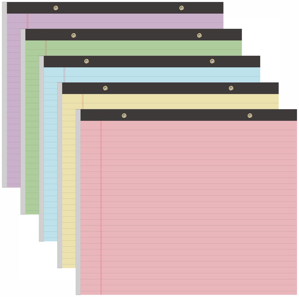 Yaridar 5 Pads 11 x 9 5 Legal Pads College Ruled Notepad Colored Lined Paper Pads 50 Sheets