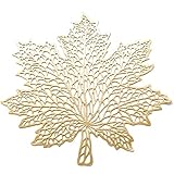 Wintop Group 17インチ×17.25インチ プレスビニールメタリック フォールプレースマット ダイニングテーブル用 6枚セット 感謝祭プレースマット 収穫テーブルデコレーション メープルリーフゴールド