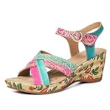 feature: keil-schuhe für frauen, ankle straps und adjustable, schnalle, vorne offener schuh, sling, vorne mit blumen-design, anti-rutsch, handgemachte mustern, geeignet für jugendliche, mädchen und frauen jeden alters