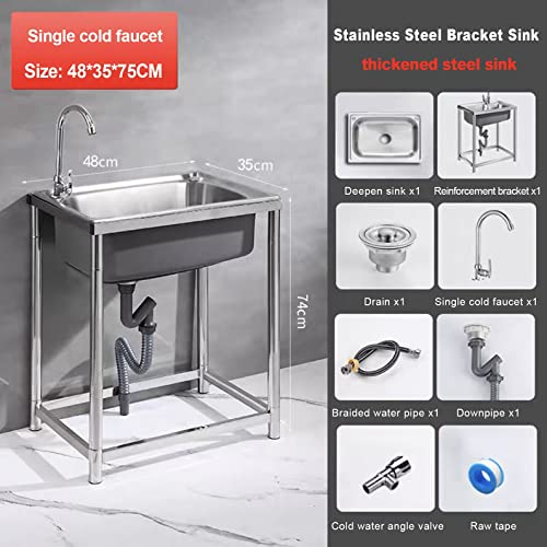 Évier utilitaire cuve simple inox avec structure stable et robinetterie complète - 3