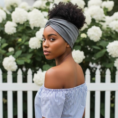 Image of MAYCREATE 2Pcs Wide Head Band for Women, Stylish Headband Hair Bands for Women, Stretchy Turban Twisted Knot Bandanas Sweatbands for Daily, Street Style, Sport, Face Care