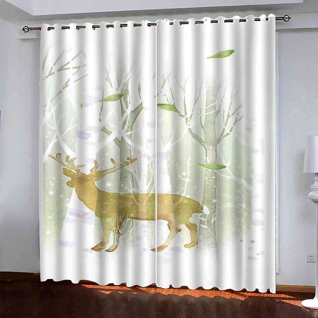 Rideau de salon moderne isolant peinture des forêts