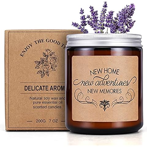 UOKPT House Warming Gifts New Home - Lavender Scented Candle Unique Housewarming Gift for First Apartment Welcome Home Presents Ideas for Women Men Moving Gift for Homeowner Neighbor Best Friend Cover