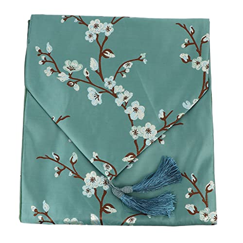 Chemin de table chinois polyester vert fleur de prunier décoration table fête banquet chic - 2