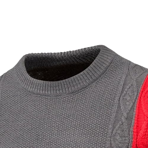 Men's Colorblock Knitted Sweater Long Sleeve Ribbed Male Knits Sweaters Winter Round Neck Knit Pullover2