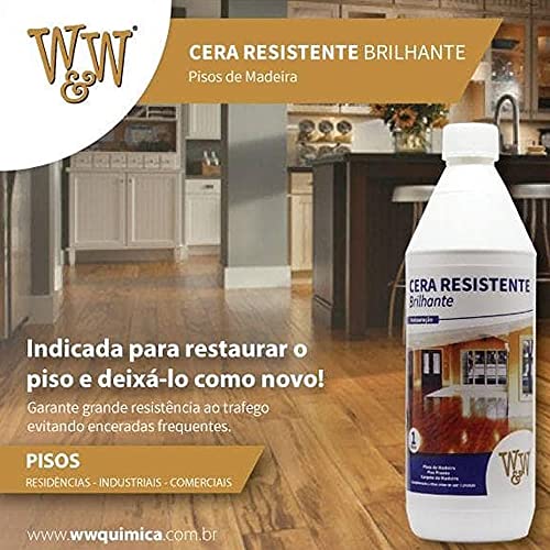 Cera Piso Madeira Brilhante Resistente 1L W&w + Aplicador