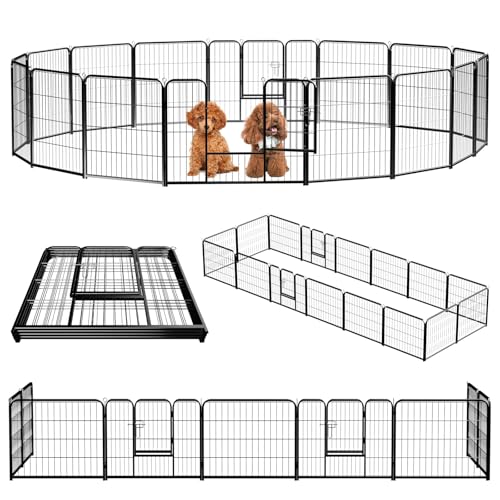 Image of NEWBULIG Dog Playpen Indoor 24 Inch 16 Panels, Metal Outdoor Dog Fence Pen