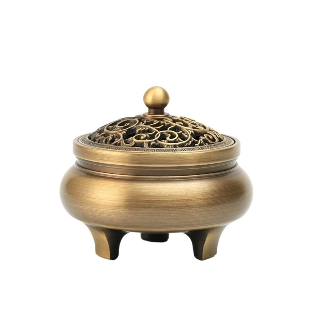Incense Holder, Brass Vintage Three-legged Incense Burner Household Multi-purpose Holder Ornaments(Gold)