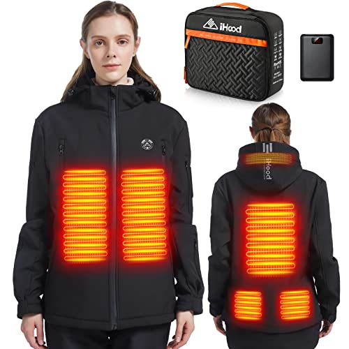 Women's Heated Jacket with 12V Battery Pack, Waterproof Winter Outdoor