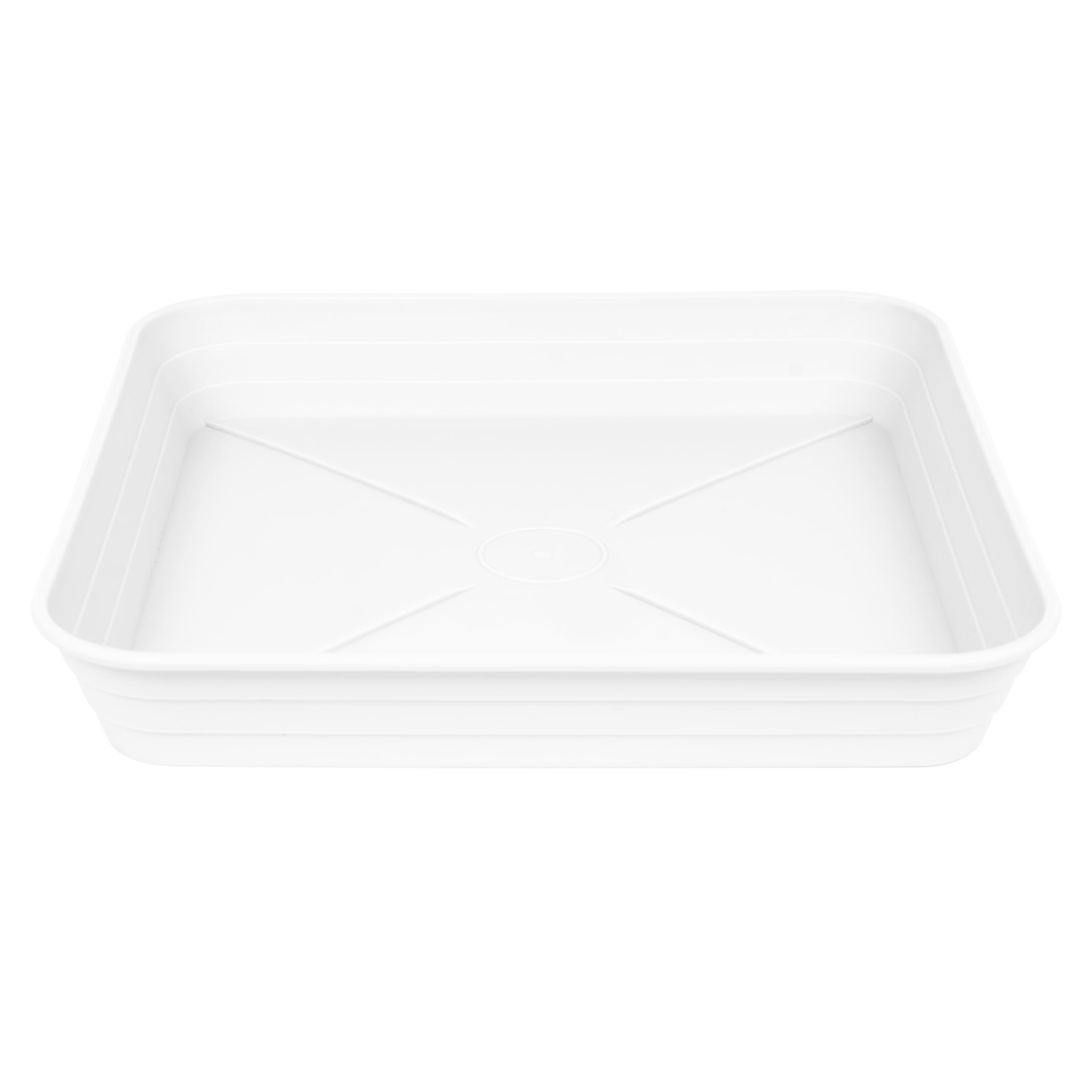 Feyvdzv 4 Pack Square Plant Saucer Tray 8 inch, 6 8 10 12 14 16 18 20 inch Heavy Duty Plastic Square Plant Saucers for Indoors Outdoor, Flower Planter Drip Trays for Pots, Seed Starting Tray