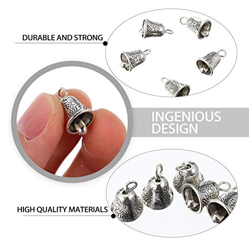 20 peças de mini sinos para artesanato, sinos de liga de prata de 1,5 cm decorativos, sinos para pin