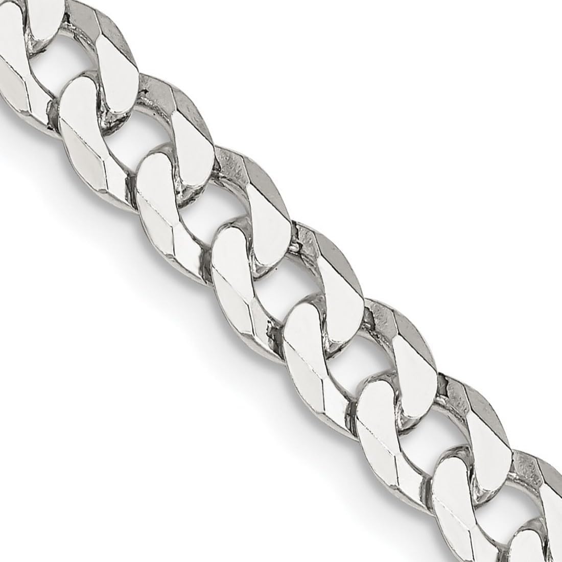 JewelryWeb 925 Sterling Silver 5.5mm Beveled Curb Chain Necklace 26 Inch Chain Necklace for Women and Men