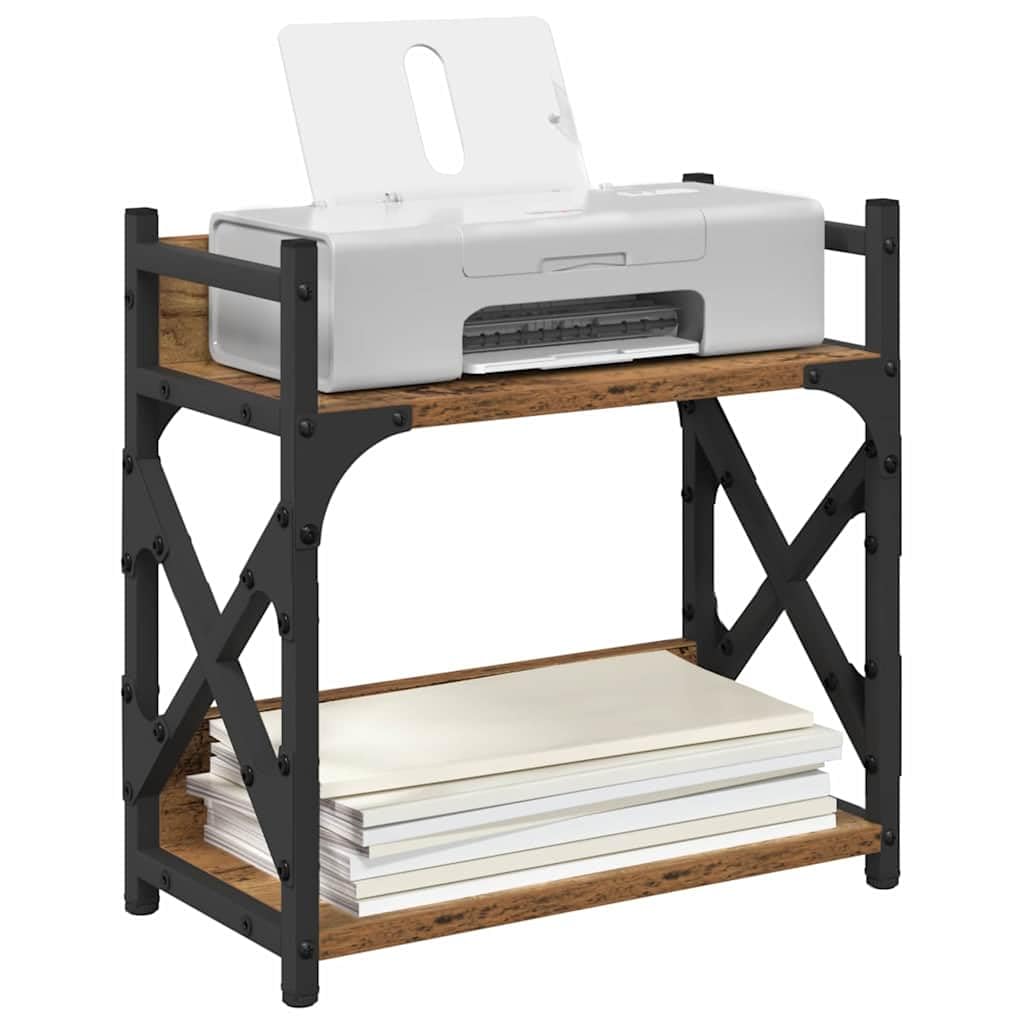 Supporto per stampante in legno anticato, 40 x 20 x 40 cm, stile industriale rustico per ufficio e casa, organizer stabile con spazio per stampanti, carta, documenti, scanner e accessori