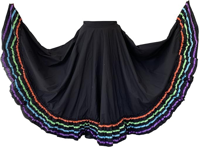 Kids and Adults Professional Dance Skirt for Folkloric Mexican Dance, Bomba, Plena or Flamenco Dancing | Half Circle |
