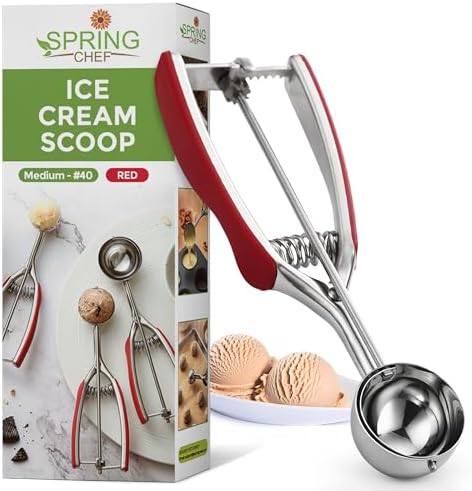 Spring Chef Red Medium 1.7 Tbsp Cookie Scoop for Baking - Stainle...