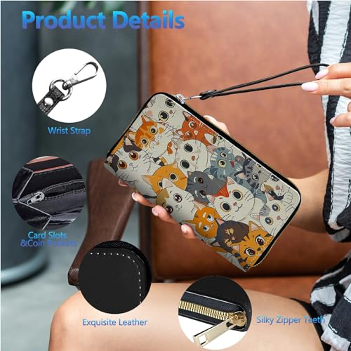 Image of Womens Wallet PU Leather Wristlet Wallets for Women, Large Capacity Lady Fashion Wallet Card Holder Zipper Wallet