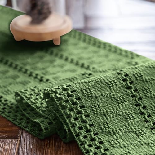 Macrame Table Runner Green Boho Table Runners with Tassels 12x48in by Alynsehom - Used condition - Image 5