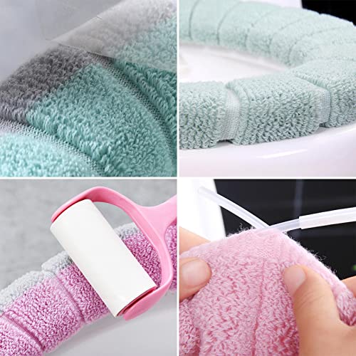 4 Stück WC-Sitzbezug Plüsch Toilettensitzabdeckung, Waschbar Toilettensitzbezug Toilettensitz Pads WC-Sitzwärmer Toilettensitzauflagen, Toilleten Sitz Abdeckungskissen Für Damen Mamas Altere Menschen – Bild 6