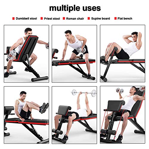 Outdoor Weight Bench Foldable Multi-Workout Storage Bench Adjustable For Indoor Full Body Strength Training #TOP6