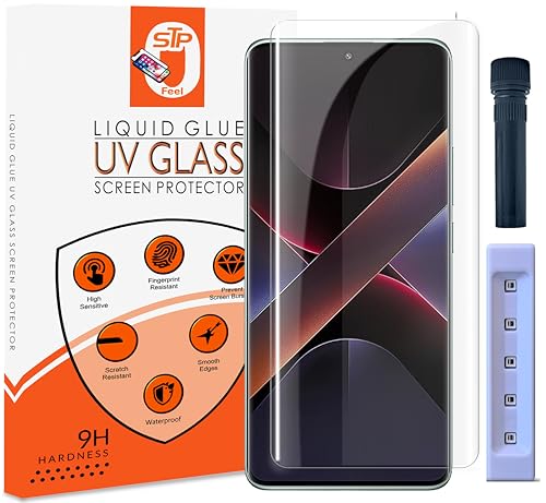 Image of STP FEEL Advanced UV HD+ Tempered Glass Screen Protector Guard Compatible For Poco X7 5G (6.67 Inch, Pack of 1) Full Adhesive UV Curved Case Friendly HD Clarity
