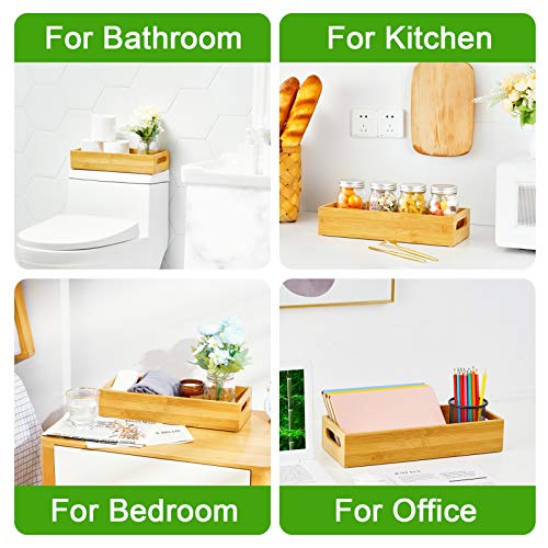 Vitviti Toilet Paper Storage, Bamboo Tray with Handles, Toilet Tissue Holder Organizer Box, for Bathroom/Toilet Tank/Kitchen Counter, Natural