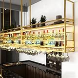 Design suspendu : Le support suspendu à 2 niveaux, avec un cadre en métal et des séparateurs en bois, offre un espace de stockage stable. Installez-le dans votre cuisine, votre bar, votre restaurant ou n'importe où vous le souhaitez. Il a fière allure et est prêt pour la prochaine fête impromptue.