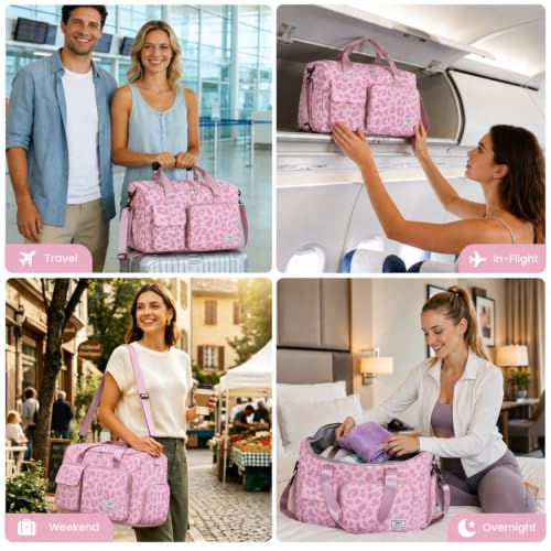 Image of FIORETTO Women's Gym Duffle Bag with Shoes Compartment, 30L Capacity, Ideal for Travel, Gym, Sports, Duffel, Weekender