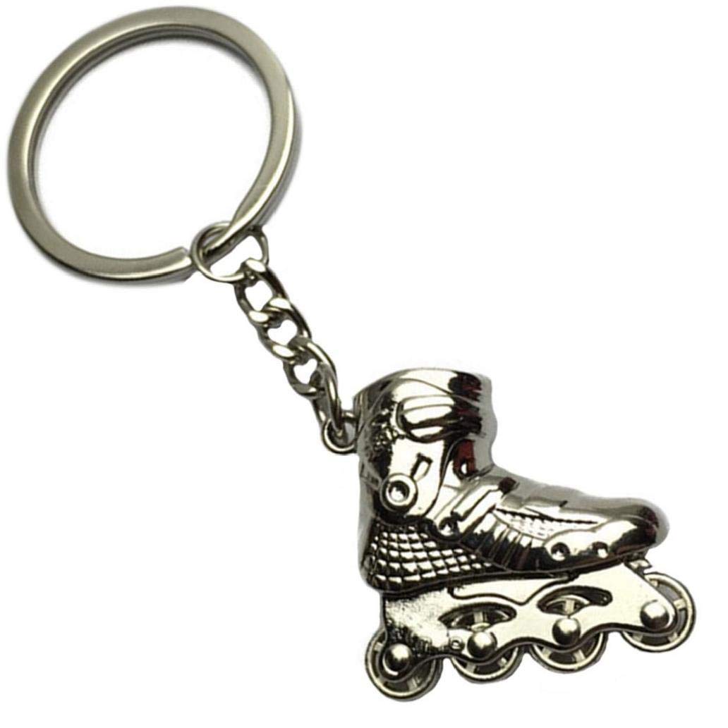 Angoter Silver Skates Roller Keychain Inline Roller Skate Split Handmade Keyring Sport Keychain