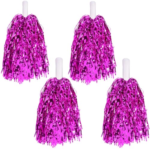 ZSTNPP 4 Pack Pom Poms Cheerleading 20 Grams Each Rose Red Cheerleader Pom Poms for Sports Teams Dance Performances Filament-Encrypted Bouquets Cheering Props and Party Celebrations