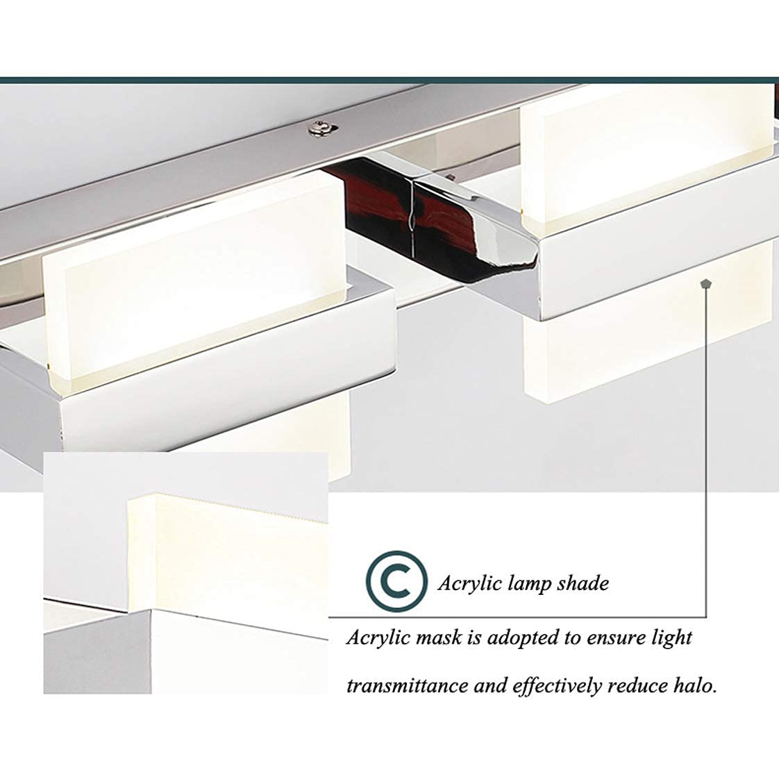 LED-Spiegelleuchte für Badezimmer, wasserdicht, Make-up-Spiegelleuchten, Acryl-Lampenschirm, Make-up-Waschtischleuchten, Sockel aus Edelstahl, Wandleuchte, Schrank- und Toilettenbeleuchtung Decoration