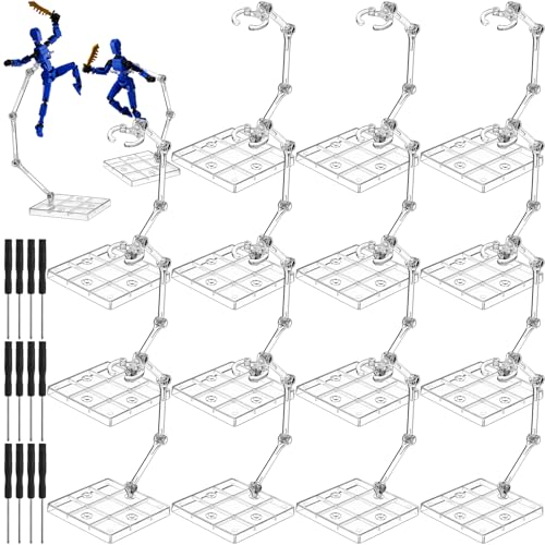 Wonderjune 24 Pack Action Figure Stand Model Support Stand Clear Doll Base Assembly Action Figure...