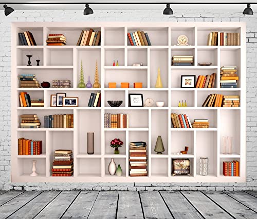 BELECO 6x4ft Fabric Modern White Bookshelf Photography...