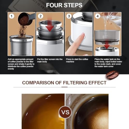 Portable Coffee Maker, Hand Pour Machine, Mini & Reusable for Home, Travel, Camping, Hiking, with Water Temperature Control, 2-Pack Hand-Pressed Design - 2