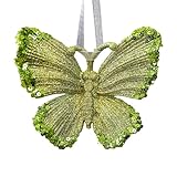 Snorvixre Copo de nieve verde decorado con cristal para colgar, acrílico irrompible, decoración para el hogar, fiesta de invierno, decoración brillante