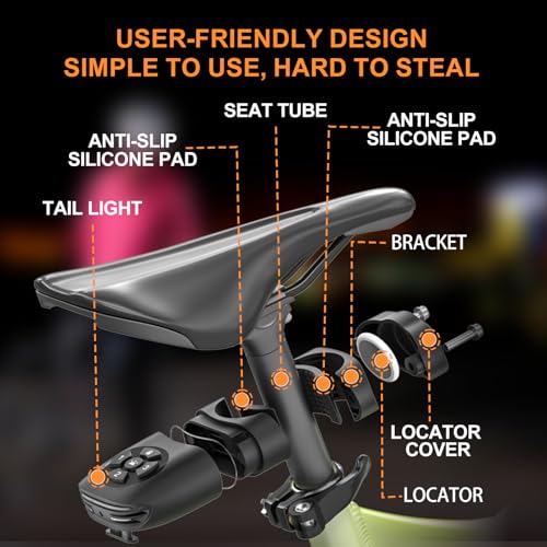 NUNET Brake Light Bike Locator GPS AirTag Anti-Theft 3-in-1 Smart Tail Light with Apple Find My Tracker, 105dB Alarm, Hidden AirTag Slot, Auto Brake Alert, IP65 Waterproof, Long Battery Life by NUNET - Image 8