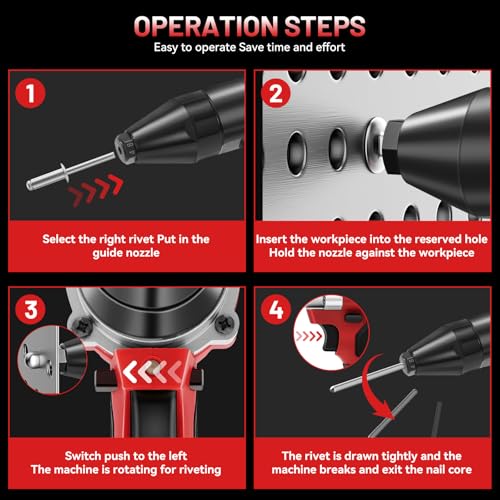 image for Labfintom Cordless Rivet Gun Tool for Milwaukee 18V Max Battery, Brush