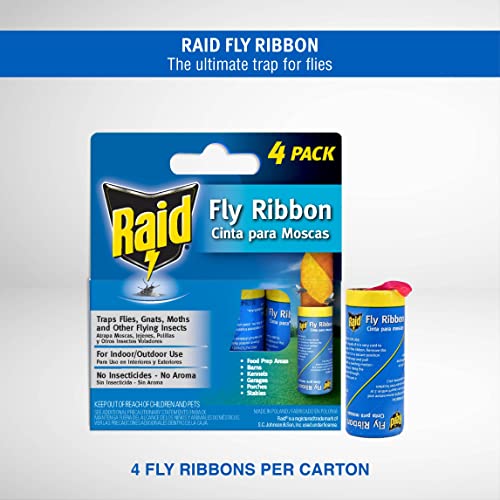 Raid® Fly Ribbon, Fly Traps For Indoors And Outdoors, 4 Pack #TOP1