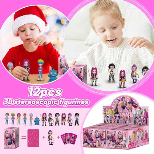Cool Hunter 12-teiliges 3D Sammler Blind Box Set - Farbige Mystery Figuren Kollektion mit Display Ständer, Jahresgeschenk für Mädchen und Fans