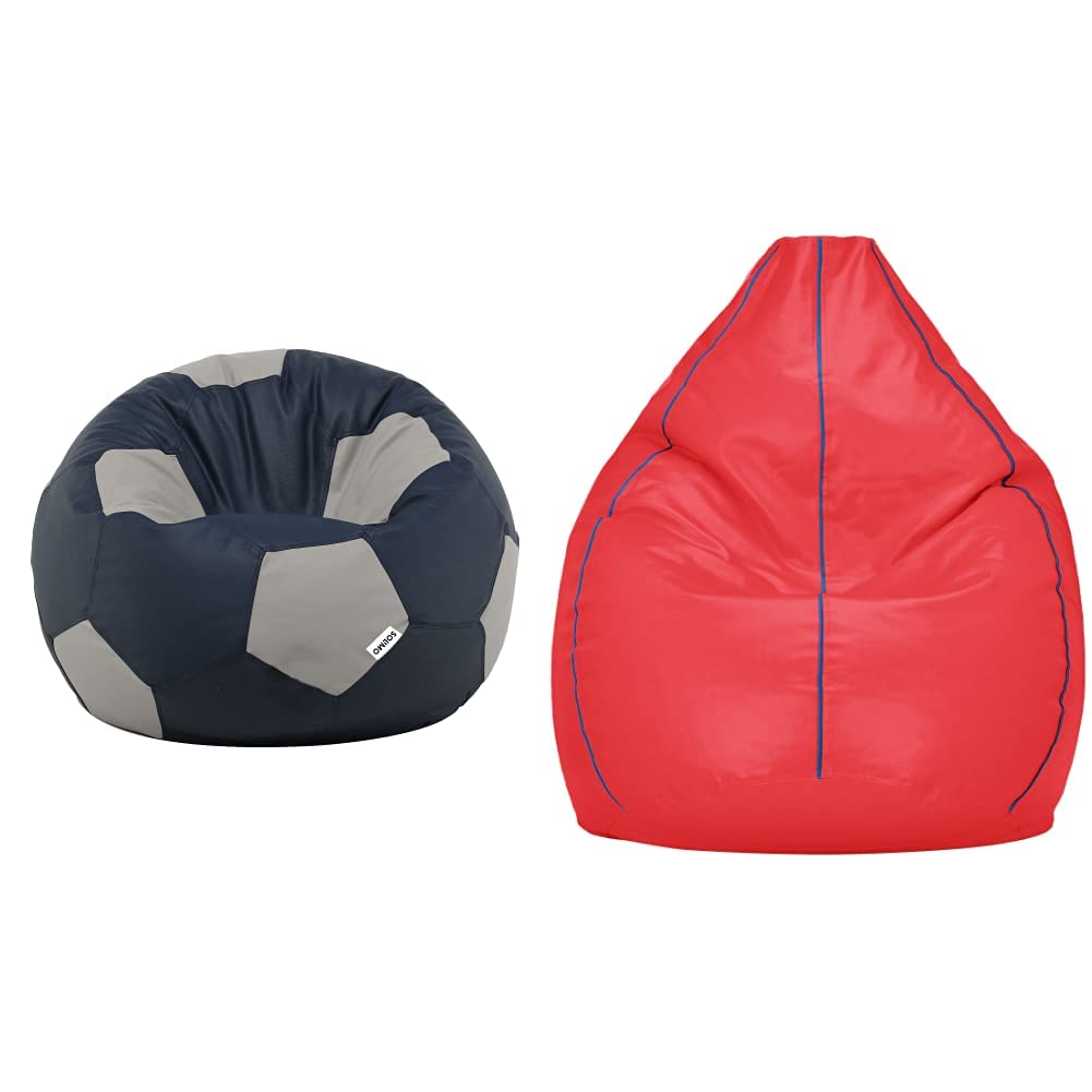 Amazon Brand - Solimo Football XXXL Bean Bag Cover Without Beans (Navy Blue & Grey) XXL Bean Bag Cover (Pink with Blue Piping) (B09N69CZX4) Amazon Price History, Amazon Price Tracker